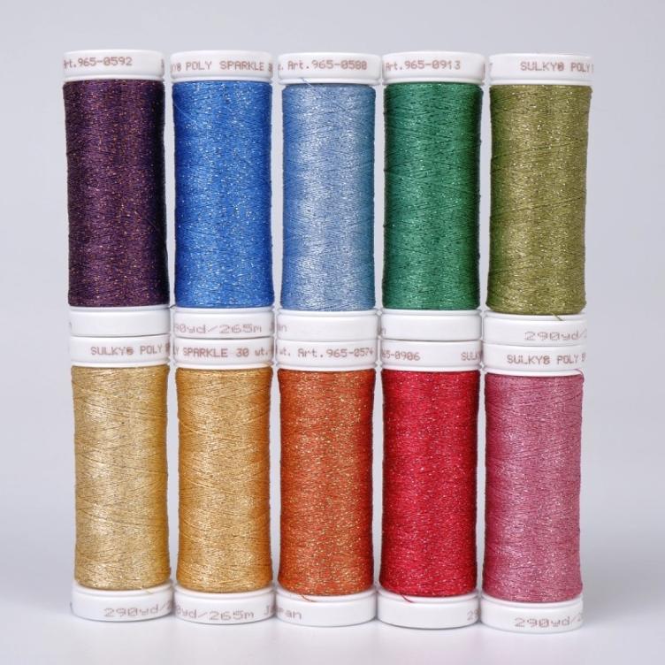 SULKY POLY SPARKLE 30 - Glittering Colour Wheel (10x 265m Snap Spulen)