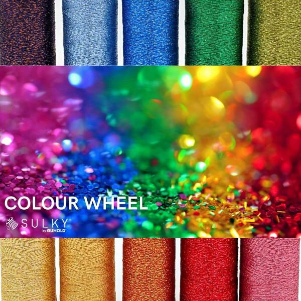 SULKY POLY SPARKLE 30 - Glittering Colour Wheel (10x 265m Snap Spulen) - 1