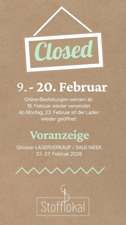 Ferien | Inventur | Lagerverkauf