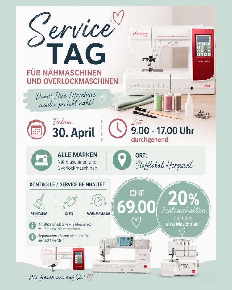 Nähmaschinen Service-Tag