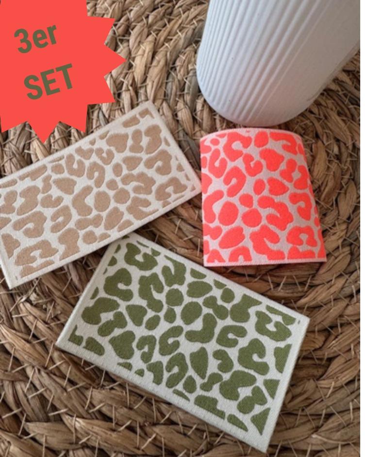 3er Set Patches LEO (Grün, Beige, Neon Pink)