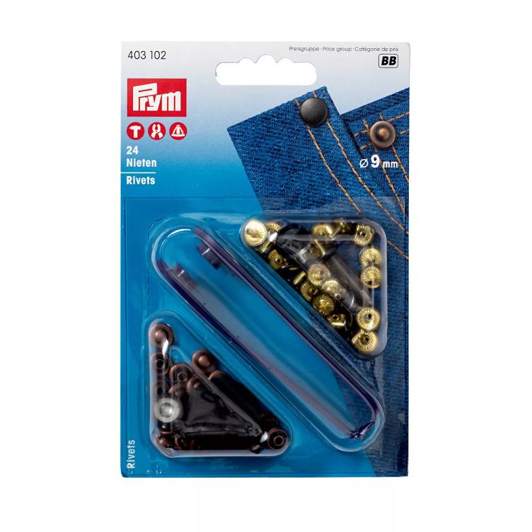 PRYM Nieten, 9mm, altkupfer/brüniert