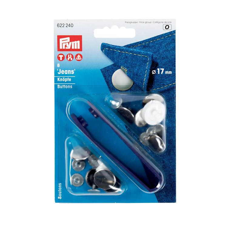 Prym Jeansknopf glatt, silber, 17mm
