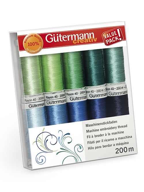 Gütermann Stickfaden-Set, Rayon 40, Col. 3