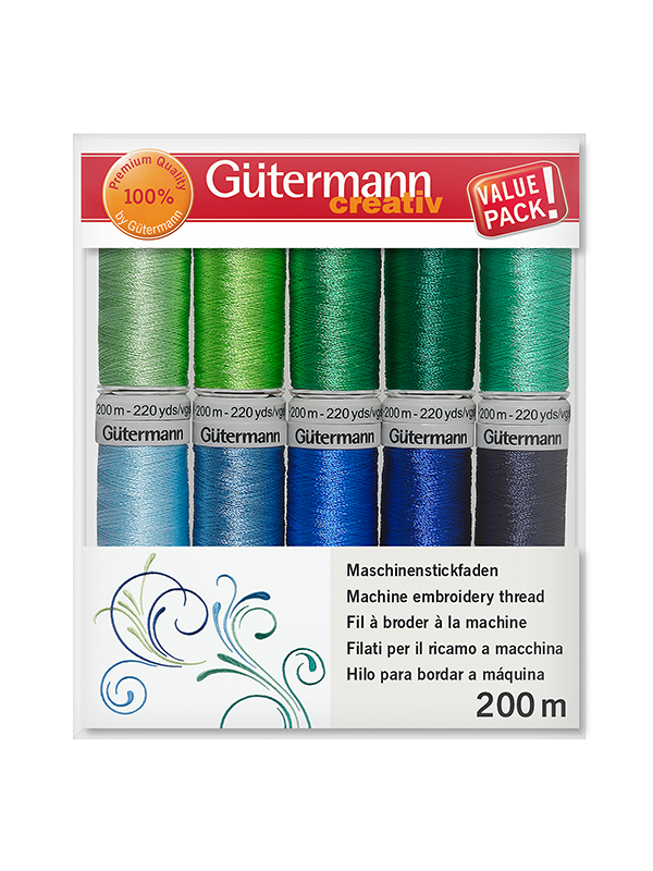 Gütermann Stickfaden-Set, Rayon 40, Col. 3 - 1