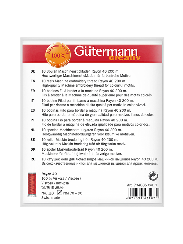 Gütermann Stickfaden-Set, Rayon 40, Col. 3 - 2