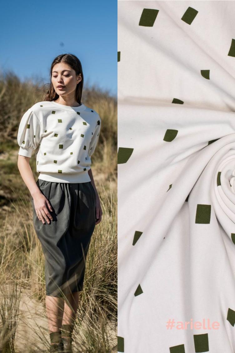 #arielle, Sommersweat Recycl. Bio Baumwolle, Square, Offwhite/Olive