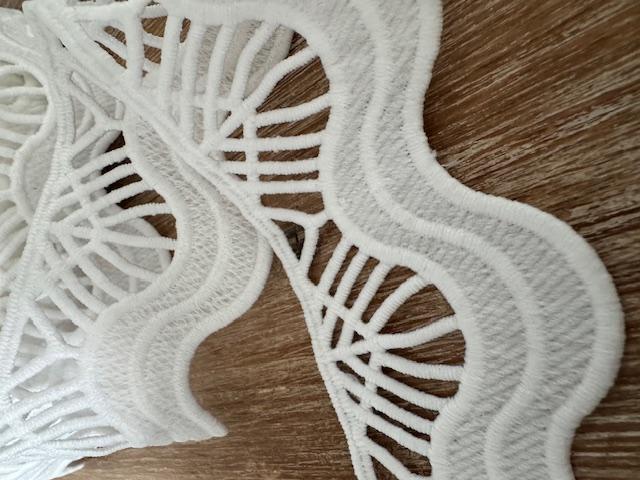 Baumwoll-Band mit Wellenabschluss, Weiss, 5cm