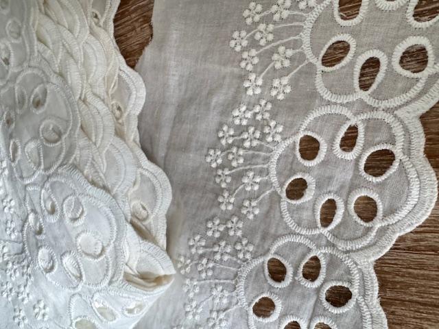 Baumwoll-Bordure mit Blumen- und Lochstickerei, Offwhite,15cm