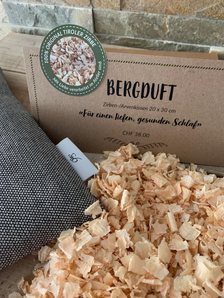 'Bergduft' Zirben-/Arvenkissen, 50x50cm Uni Stoffe (Rosa, Beige, Mint, Schwarz)