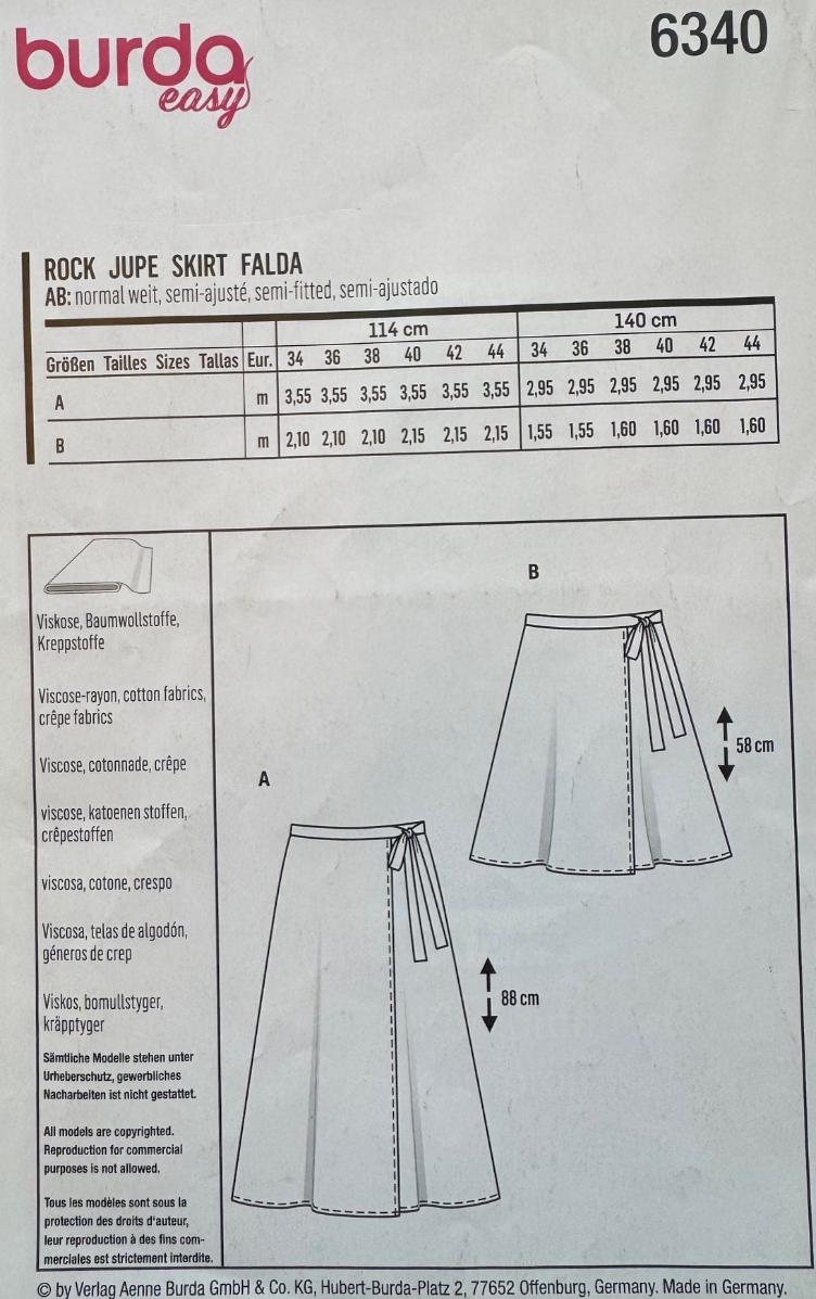 burda easy, Wickelrock kurz & lang, 6340 - 0