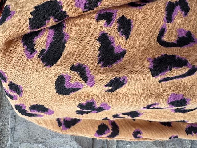 Double Gauze LEO Gross, Camel, Lila, Schwarz& Schwarz