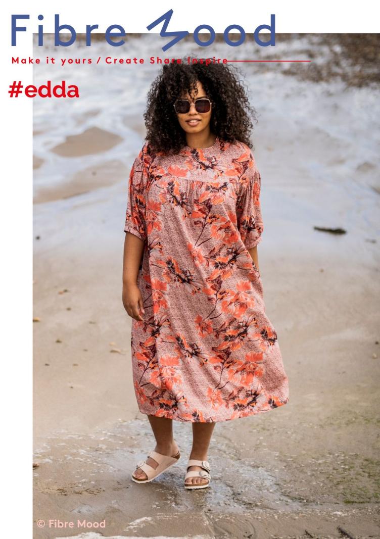 #edda, Viscos-Crepe Flower, Coral/Rosa