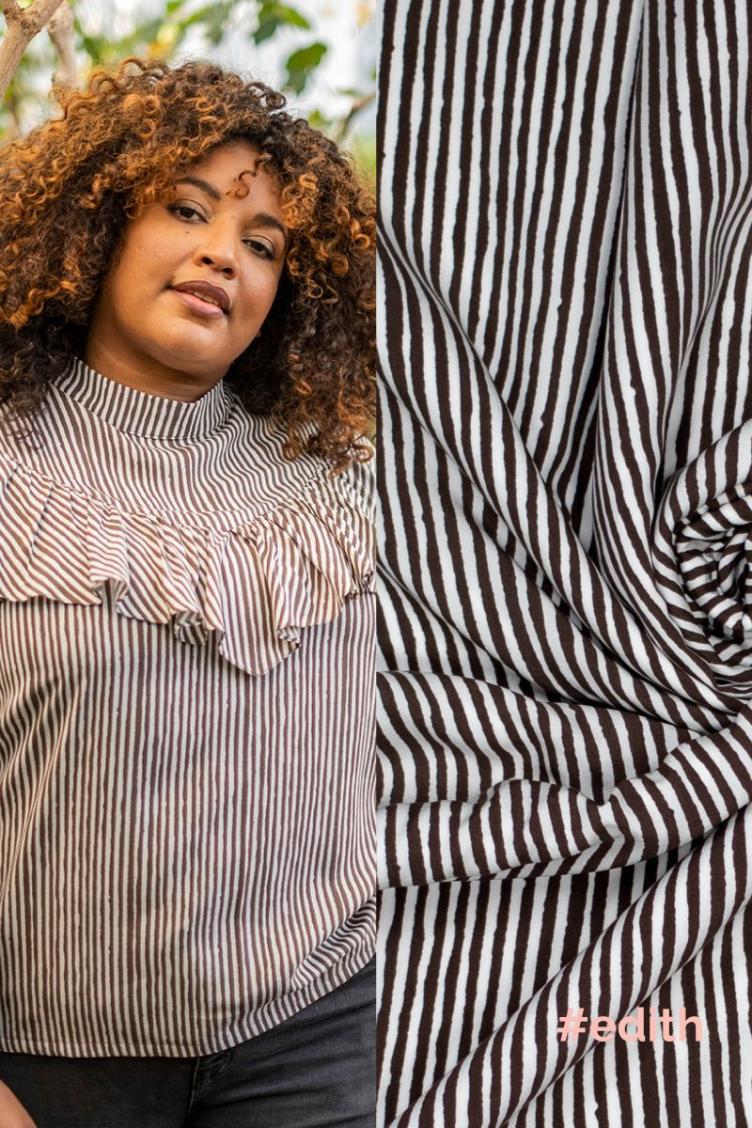 #edith, Bold brush stripes, Tencel/VIscose, Brown/White