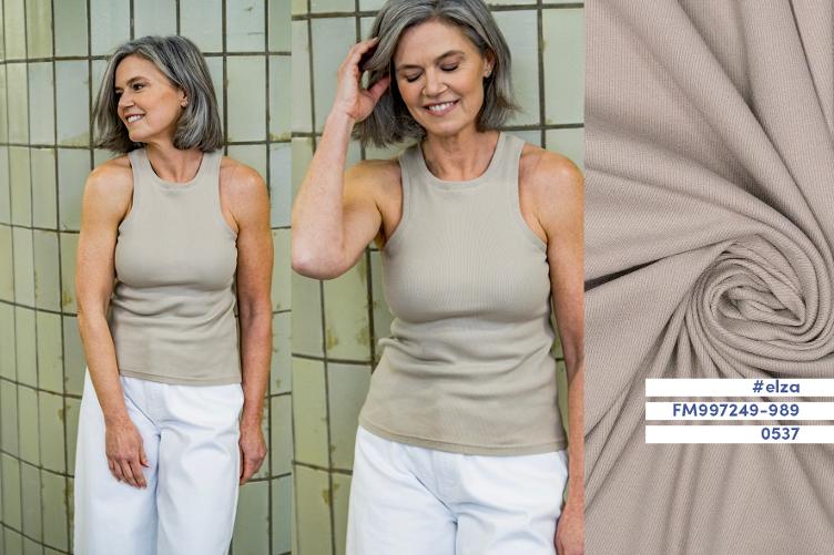 #elza, Bündchen/Schlauch, gerippt, Grau/Beige