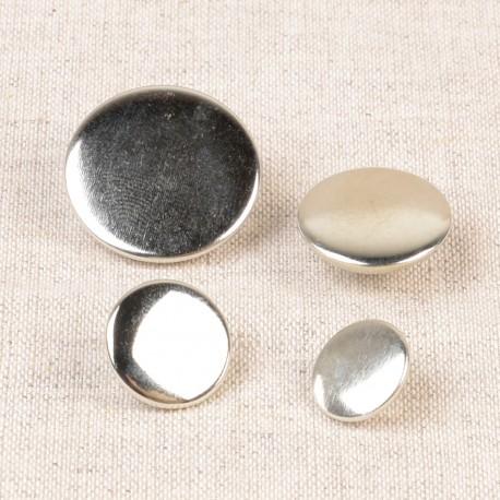 Flache Metallknöpfe, Silber, 15mm