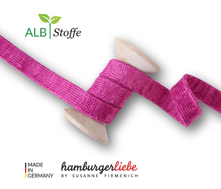 Flachkordel/Hoodiekordel, Mélange Ortensia, 2cm