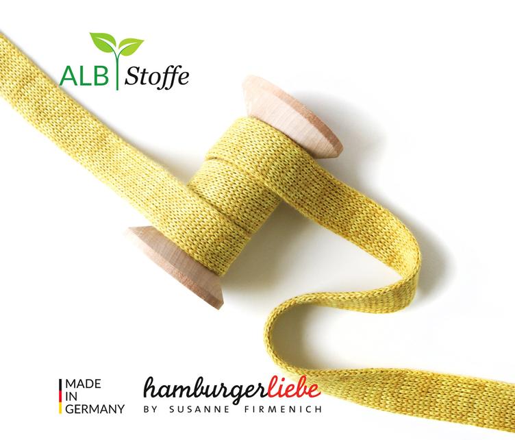 Flachkordel/Hoodiekordel, Senf, 2cm