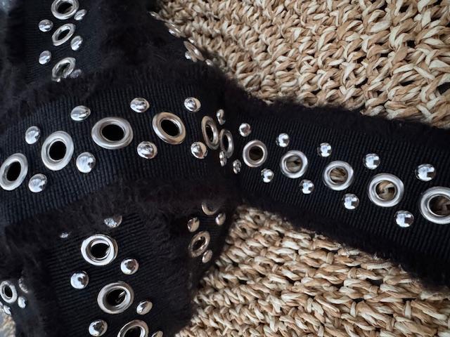 Fransen-Nietenband, Schwarz, 4cm