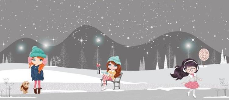 French Terry Digital Print, Winter Girls GREY, 75x150cm