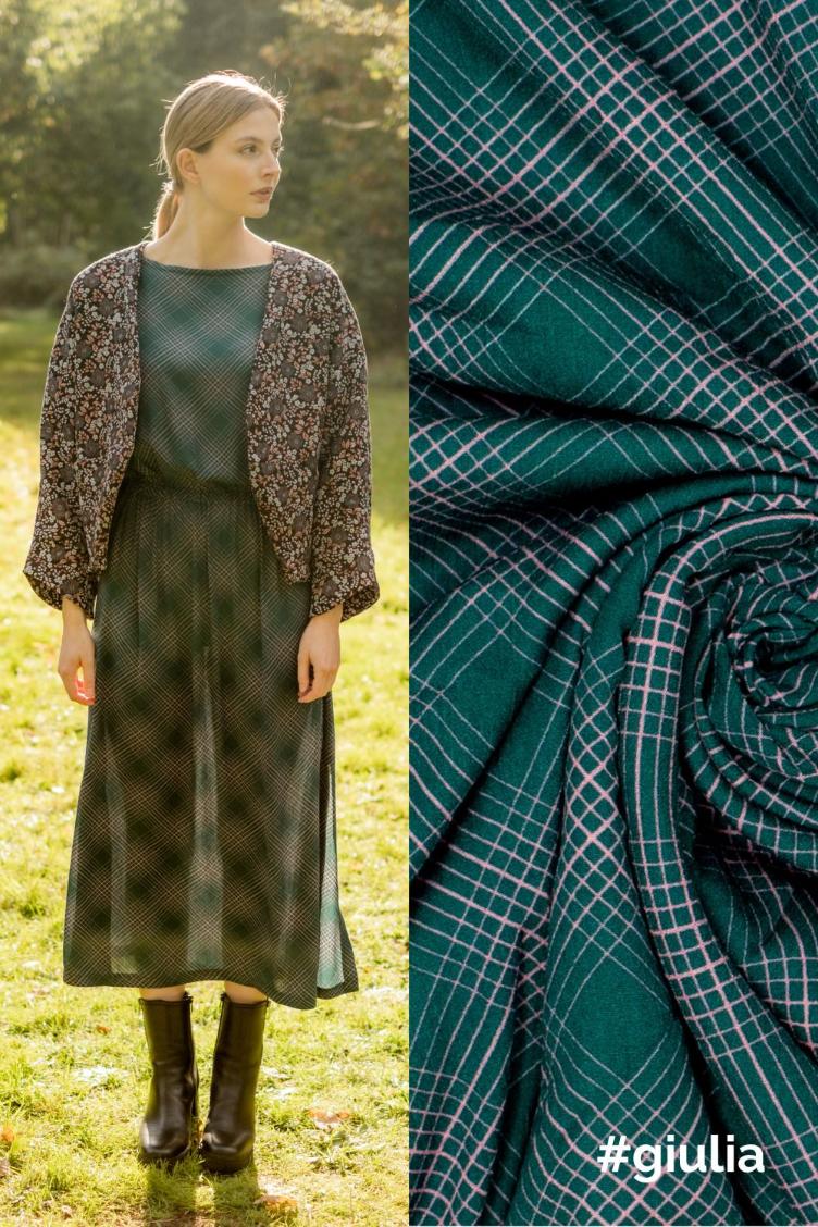 #giulia, Viskose/Crepe, Check Green