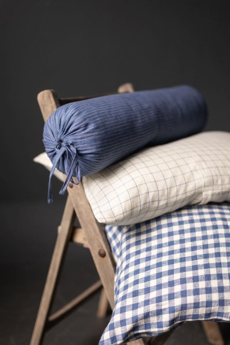 Greta Check EU Linen, White/Blue - 0