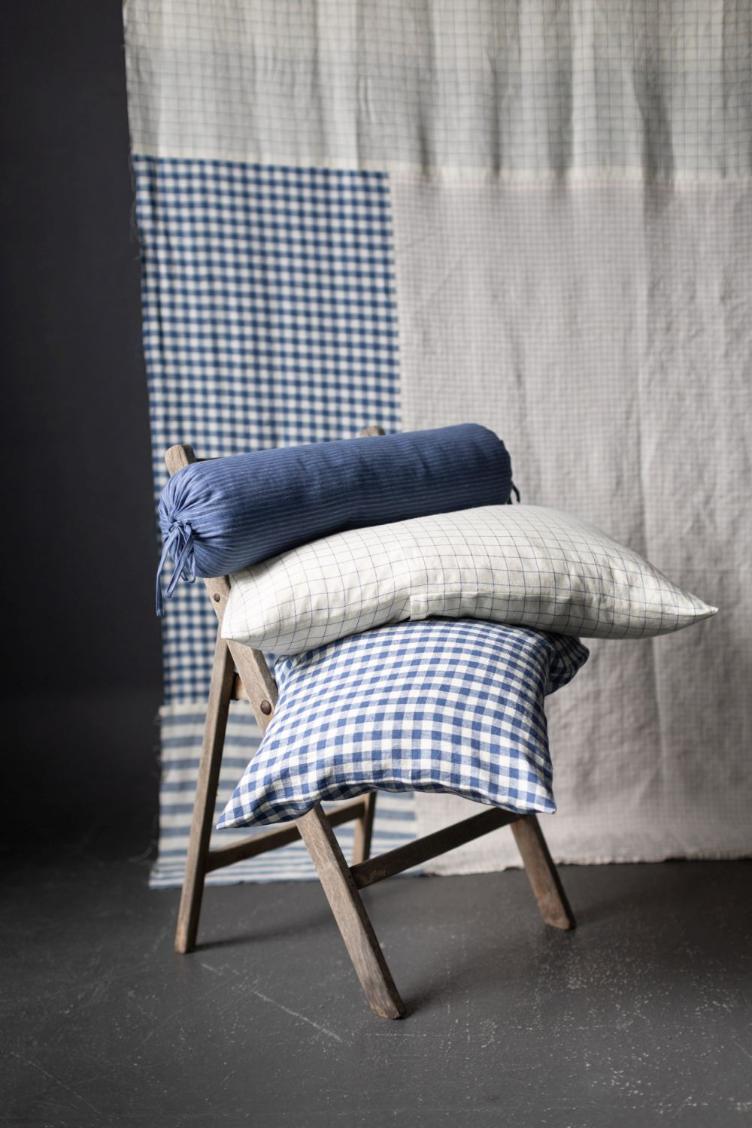 Greta Check EU Linen, White/Blue - 1
