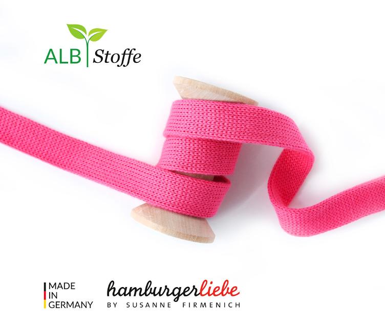 HAMBURGER LIEBE, Flachkordel/Hoodiekordel, Ortensio (Pink), 2cm