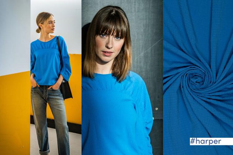 #harper, Seersucker, Bright Blue