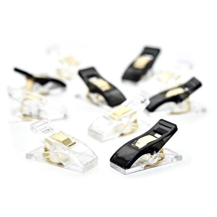 Hemline Gold Stoffclips small, weiss & schwarz - 0