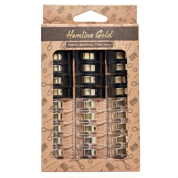 Hemline Gold Stoffclips small, weiss & schwarz