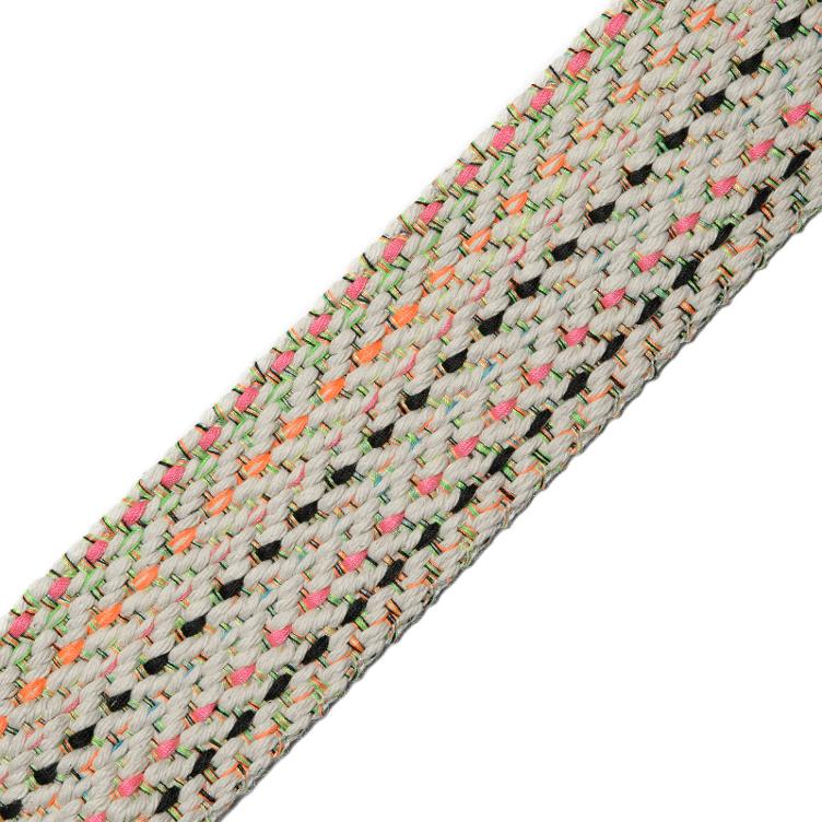 Herringbone Cotton Ecru/Neon 4cm