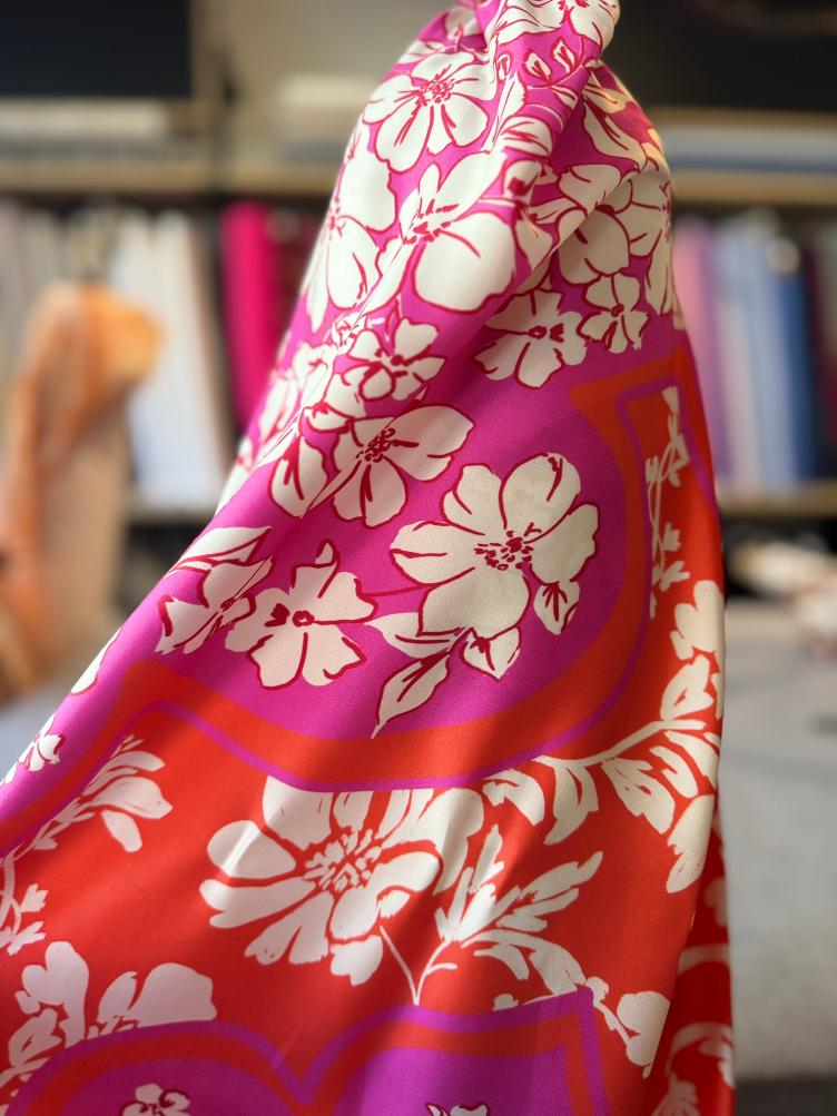 Hibiskus Viskose, Pink / Orange