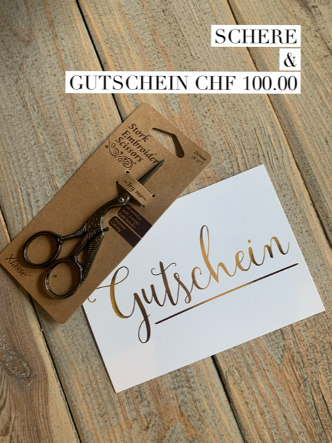 Hochwertige Faden-/Stickschere & Gutschein CHF 100.00