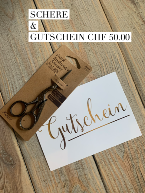 Hochwertige Faden-/Stickschere & Gutschein CHF 50.00
