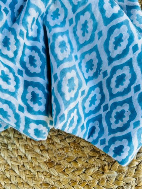 Indian Block Print Cotton, Moroccan Style Turquoise
