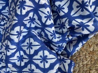 Indian Block Print Cotton, Ornaments Blue