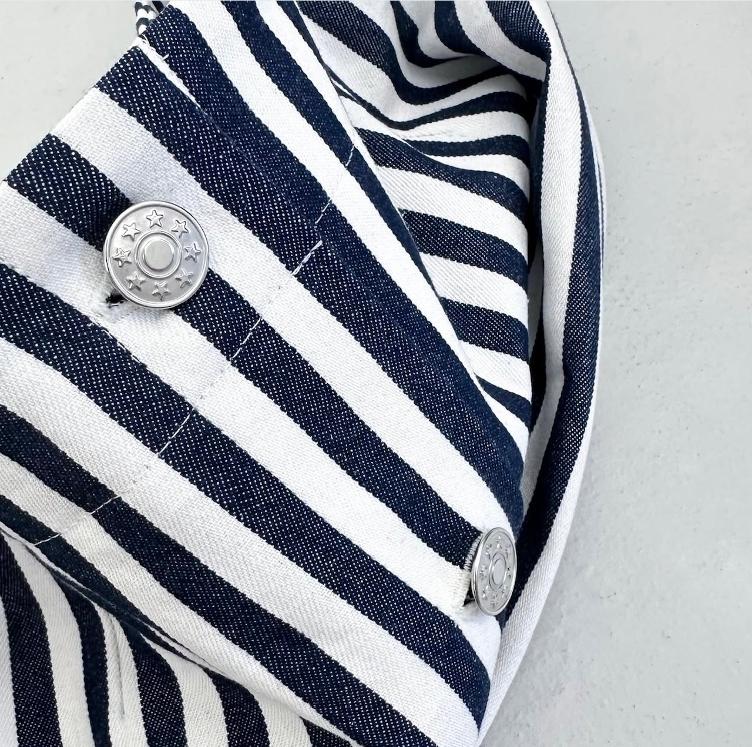 Indigo Denim Stripe, Washed Dunkelblau