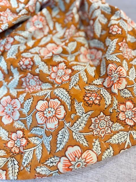 Indische Baumwolle, Flower Terra/Orange