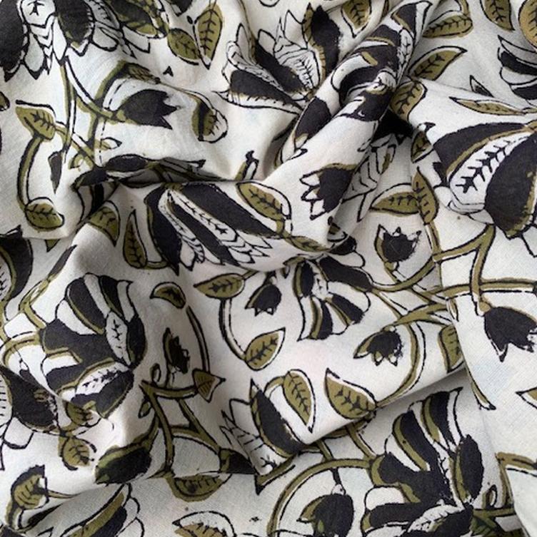 Indische Baumwolle, Khaki/Offwhite/Black - 1