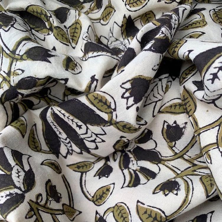 Indische Baumwolle, Khaki/Offwhite/Black