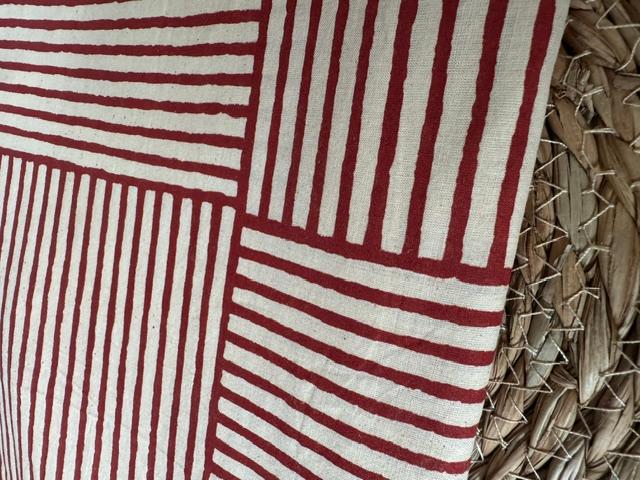 Indische Baumwolle, Stripe Sand/RED