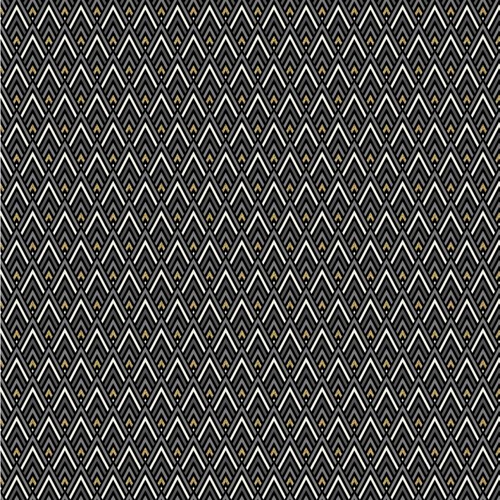 Jacquard, Art Deco Diamonds, Gold/Schwarz/Grau/Weiss