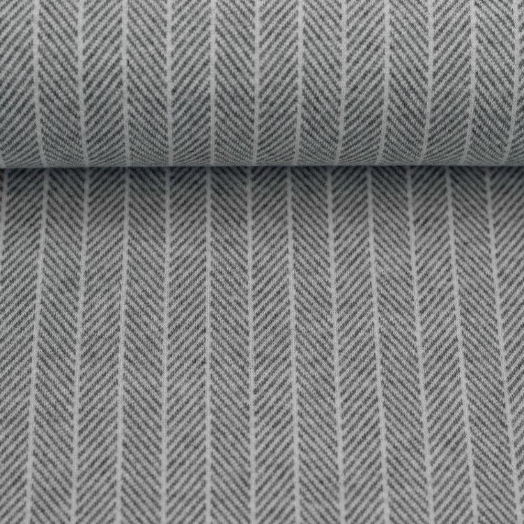 Jacquard Jersey, Ecru/Hellgrau