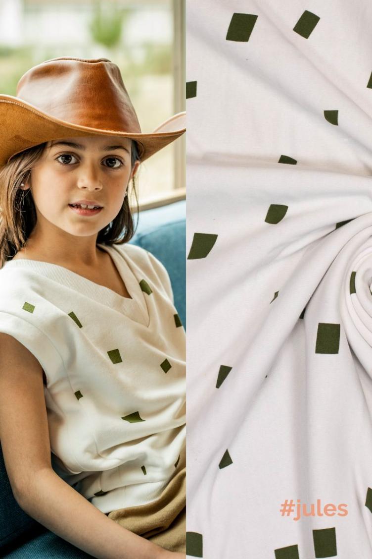 #jules, Sommersweat Recycl. Bio Baumwolle, Square, Offwhite/Olive