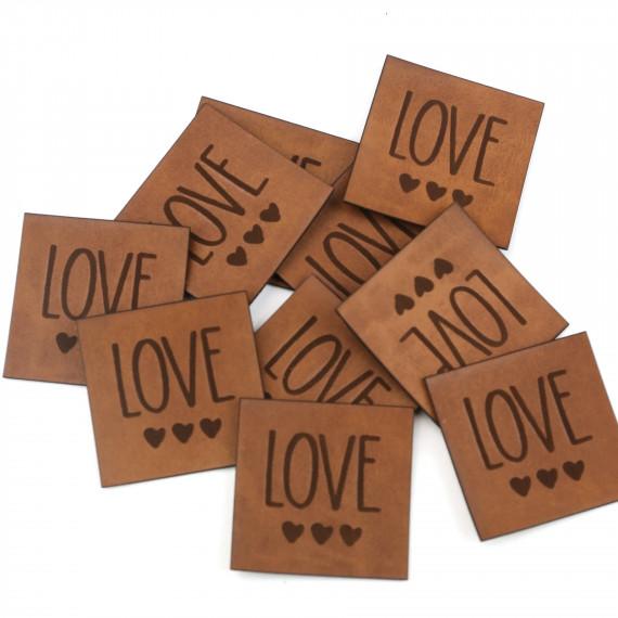 Kunstleder-Label - LOVE, Braun - 0