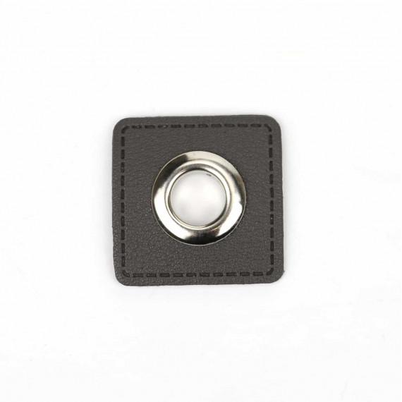 Kunstleder Öse, Dunkelgrau/Silber