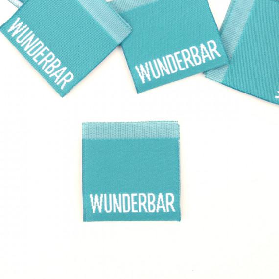 Label - `WUNDERBAR`, Türkis/Weiss