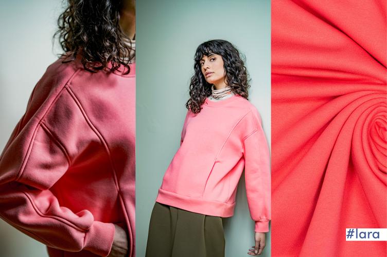 #lara, Oversize Pullover, Sweat Heavy-Jogging, Coral/Lobster