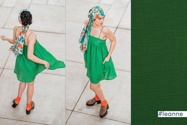#leanne dress, Viscose/Nylon crinkle, Green